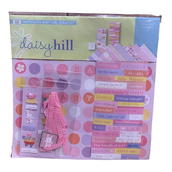 New Daisy Hill Patty Cake Baby Girl Scrapbook Kit Crafting Paper Vellum Ribbon - Picture 1 of 2